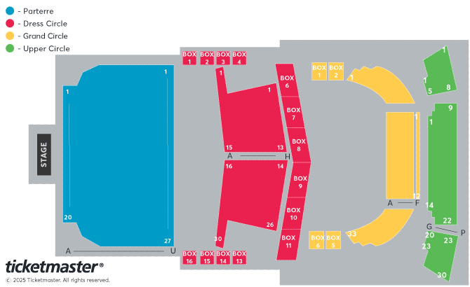 Venue seating chart for Riverdance for reference only