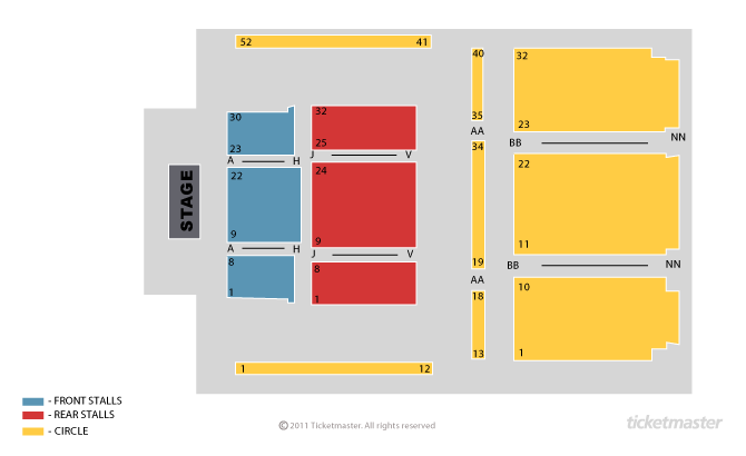 Venue seating chart for Rumours of Fleetwood Mac for reference only