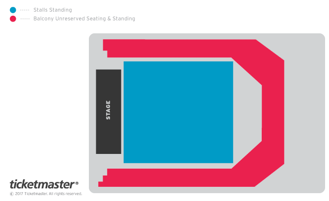 Venue seating chart for The 30+ Club for reference only